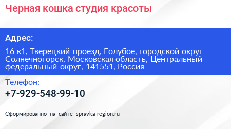 Черная кошка студия красоты - визитка