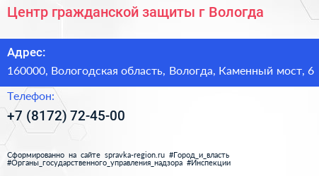 Центр гражданской защиты г Вологда - визитка