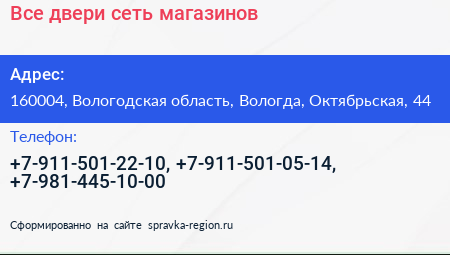 Все двери сеть магазинов - визитка