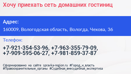 Хочу приехать сеть домашних гостиниц - визитка