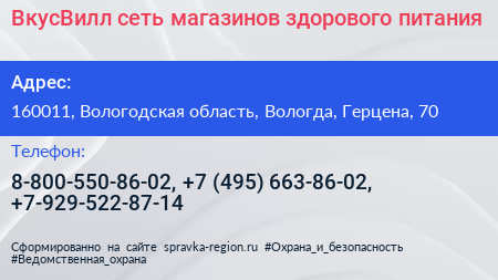ВкусВилл сеть магазинов здорового питания - визитка
