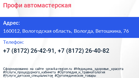 Профи автомастерская - визитка