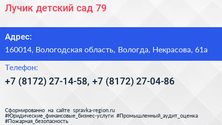 Лучик детский сад 79 - визитка