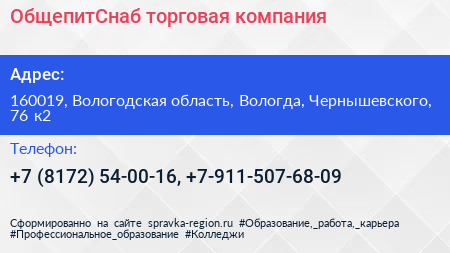ОбщепитСнаб торговая компания - визитка