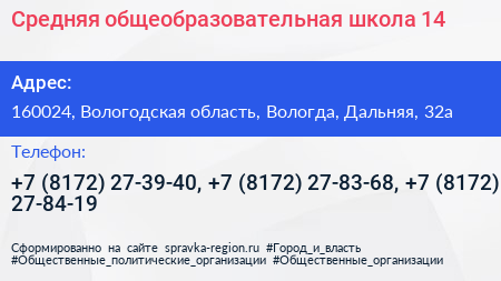 Средняя общеобразовательная школа 14 - визитка