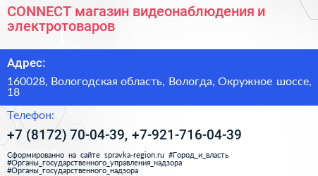 CONNECT магазин видеонаблюдения и электротоваров - визитка
