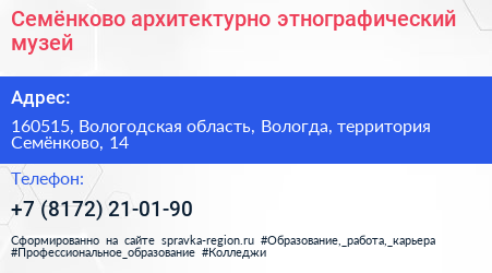 Семёнково архитектурно этнографический музей - визитка