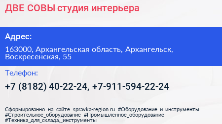 ДВЕ СОВЫ студия интерьера - визитка