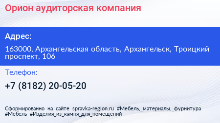 Орион аудиторская компания - визитка