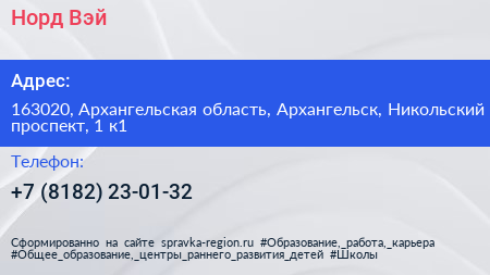 Норд Вэй - визитка