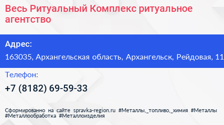 Весь Ритуальный Комплекс ритуальное агентство - визитка