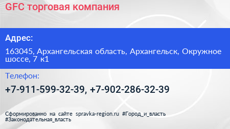 GFC торговая компания - визитка