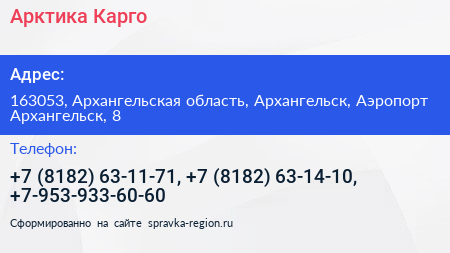 Арктика Карго - визитка