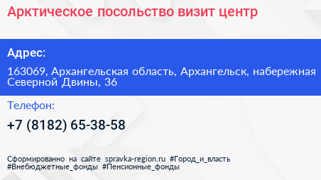 Арктическое посольство визит центр - визитка