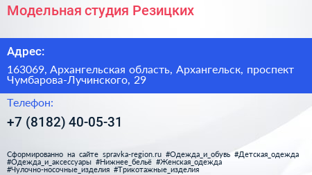 Модельная студия Резицких - визитка