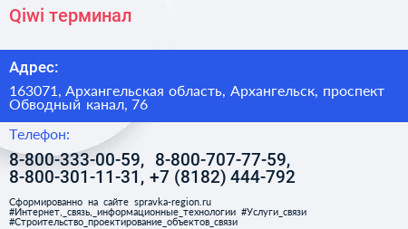 Qiwi терминал - визитка