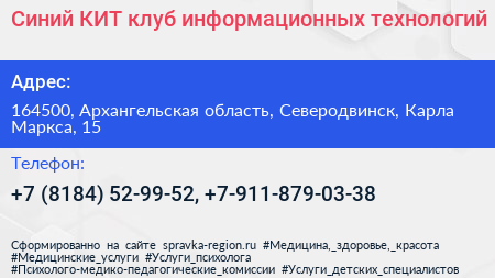 Синий КИТ клуб информационных технологий - визитка