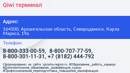 Qiwi терминал - визитка