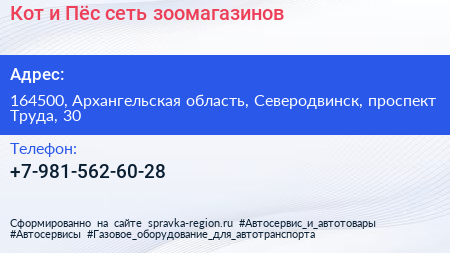 Кот и Пёс сеть зоомагазинов - визитка
