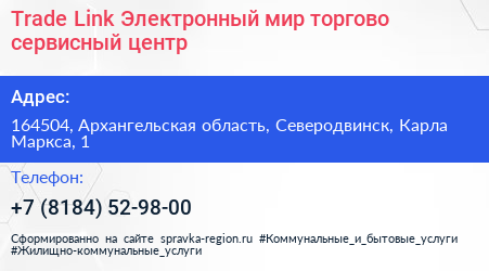 Trade Link Электронный мир торгово сервисный центр - визитка