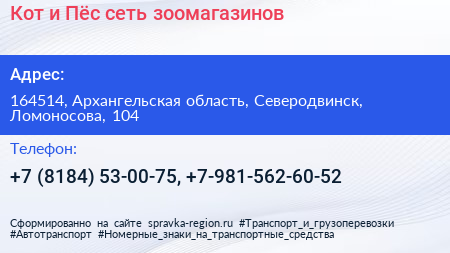 Кот и Пёс сеть зоомагазинов - визитка