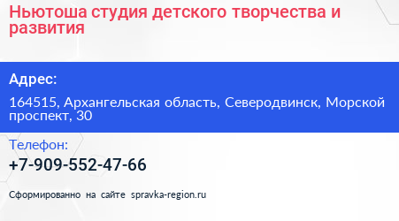 Ньютоша студия детского творчества и развития - визитка