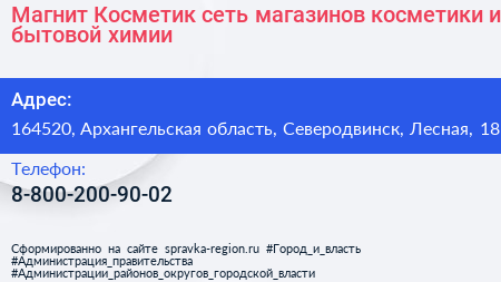 Магнит Косметик сеть магазинов косметики и бытовой химии - визитка
