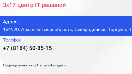 3x17 центр IT решений - визитка