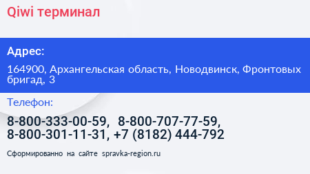 Qiwi терминал - визитка