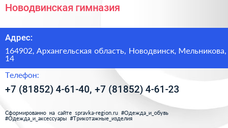 Новодвинская гимназия - визитка