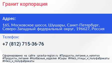 Гранит корпорация - визитка