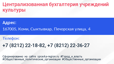 Централизованная бухгалтерия учреждений культуры - визитка
