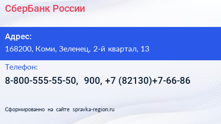 СберБанк России - визитка