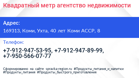 Квадратный метр агентство недвижимости - визитка
