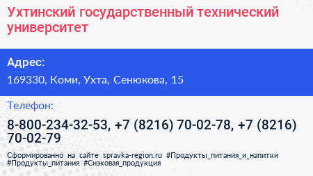 Ухтинский государственный технический университет - визитка