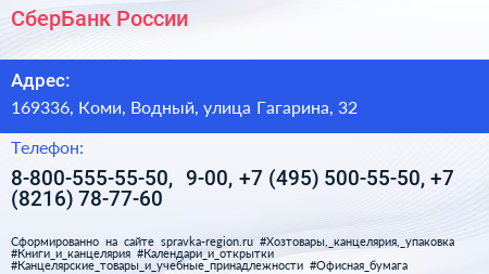 СберБанк России - визитка