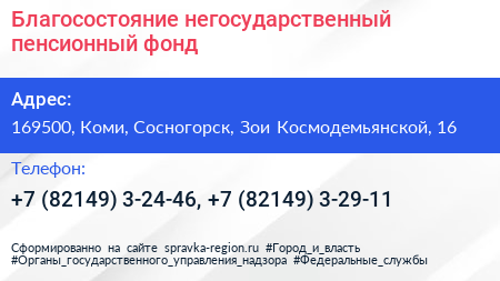 Благосостояние негосударственный пенсионный фонд - визитка