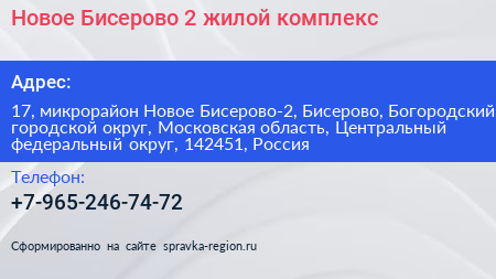 Новое Бисерово 2 жилой комплекс - визитка