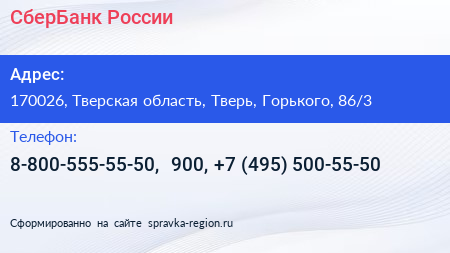 СберБанк России - визитка