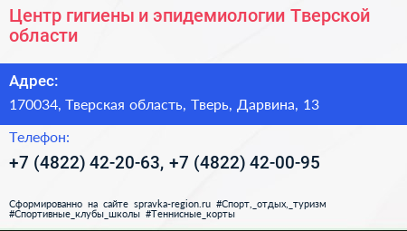 Центр гигиены и эпидемиологии Тверской области - визитка