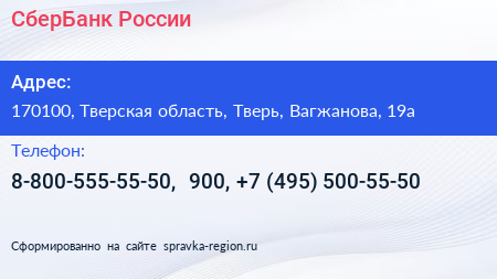 СберБанк России - визитка