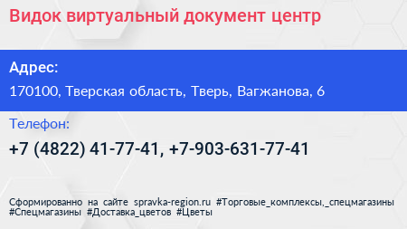 Видок виртуальный документ центр - визитка