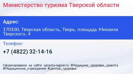 Министерство туризма Тверской области - визитка