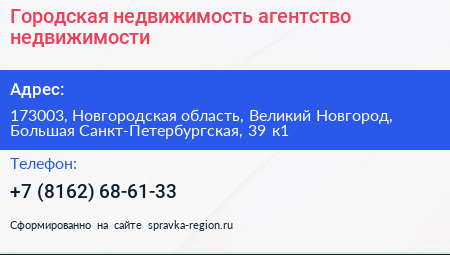 Городская недвижимость агентство недвижимости - визитка