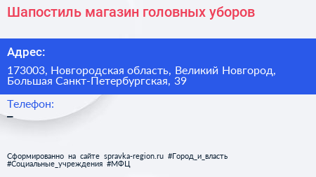 Шапостиль магазин головных уборов - визитка