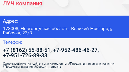 ЛУЧ компания - визитка