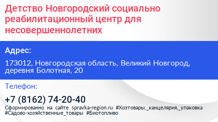 Детство Новгородский социально реабилитационный центр для несовершеннолетних - визитка