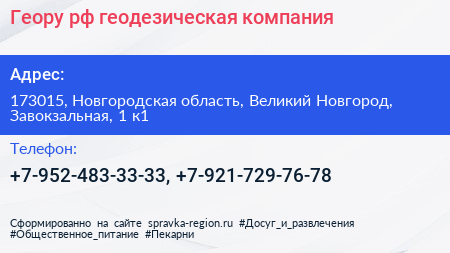 Геору рф геодезическая компания - визитка