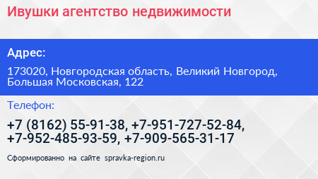 Ивушки агентство недвижимости - визитка