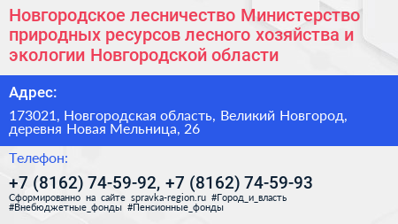 Новгородское лесничество Министерство природных ресурсов лесного хозяйства и экологии Новгородской области - визитка
